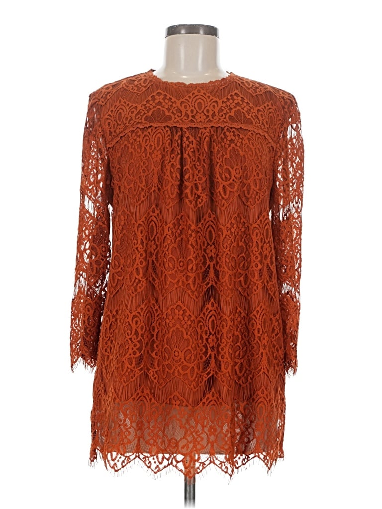 Pre-owned Preston & York 3/4 Sleeve Top Orange Keyhole Neckline Tops
