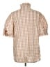 Unbranded Checkered-gingham Tan Short Sleeve Button-Down Shirt Size L - photo 2
