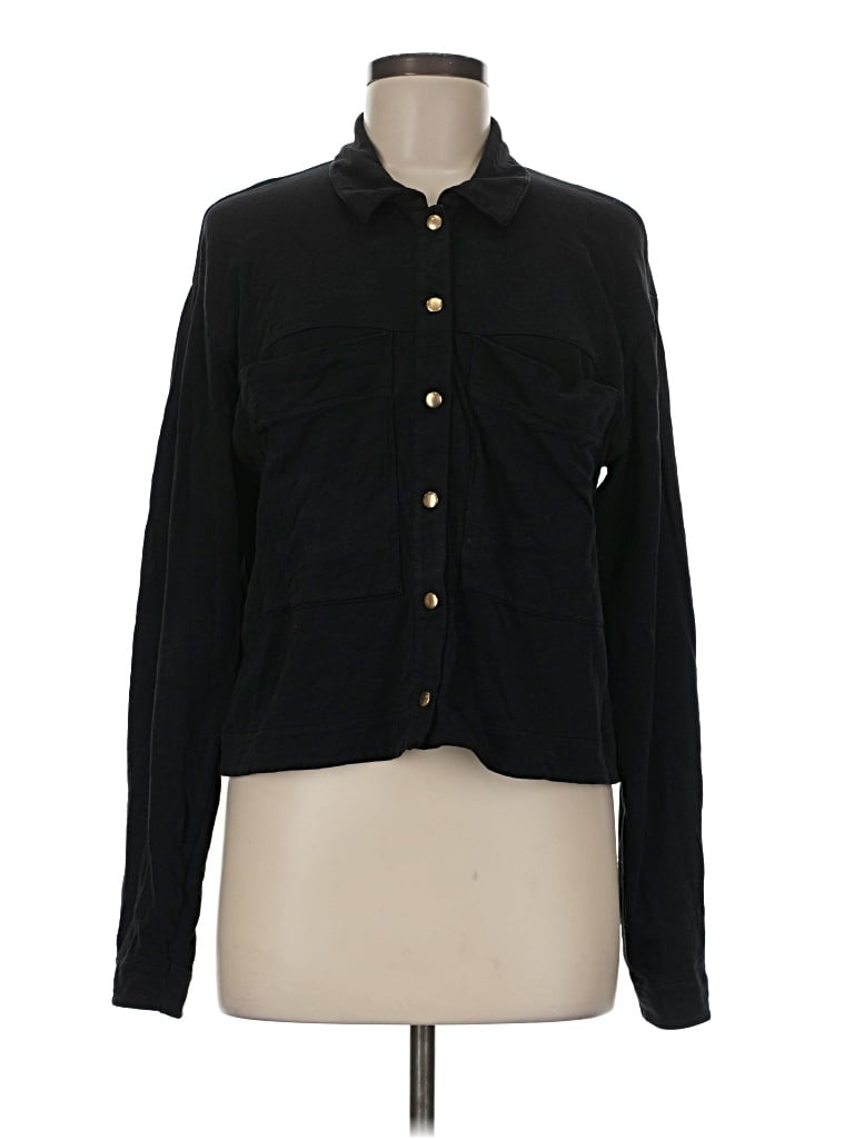 Pre-owned Nation Ltd Long Sleeve Button Down Shirt In Black
