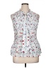 DKNY 100% Polyester Floral White Sleeveless Blouse Size XL - photo 1