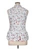 DKNY 100% Polyester Floral White Sleeveless Blouse Size XL - photo 2
