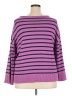 Talbots 100% Cotton Stripes Purple Pullover Sweater Size 2X - photo 2