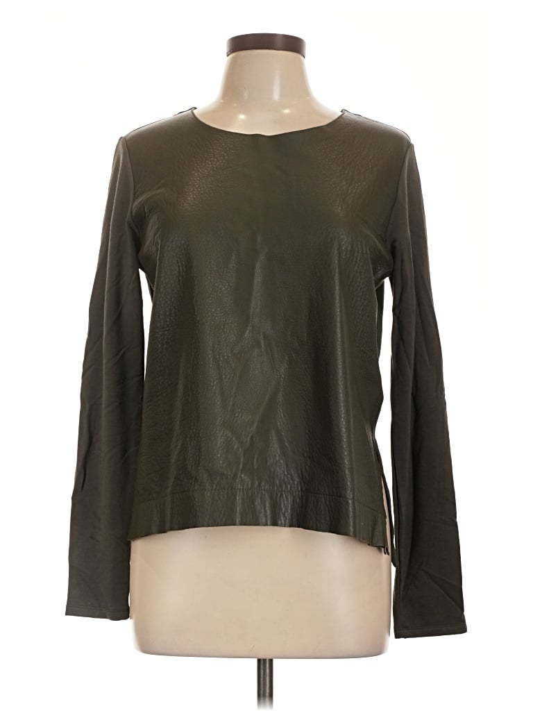 Pre-owned Majestic Filatures Long Sleeve Top Green Crew Neck Tops