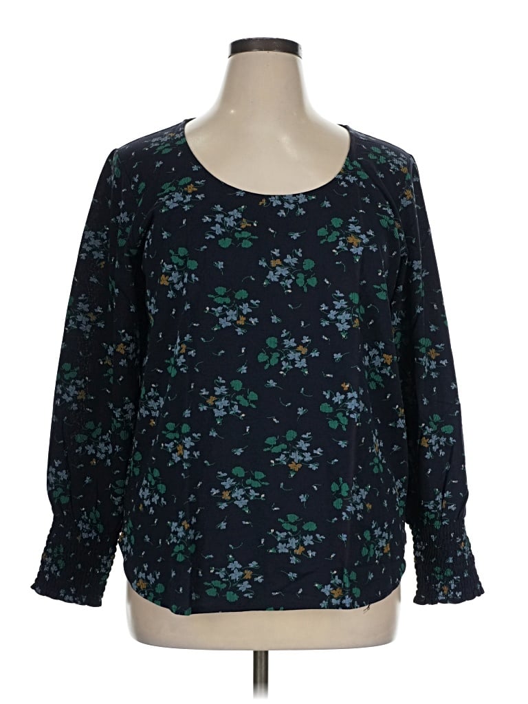 Ann Taylor 3/4 Sleeve T-shirt In Blue