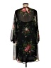 Ann Taylor LOFT 100% Polyester Floral Black Casual Dress Size Med Petite - photo 2