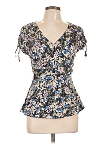 Express Design Studio Short Sleeve Silk Top (view 1)