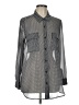 a.n.a. A New Approach 100% Polyester Polka Dots Silver Black Long Sleeve Blouse Size L - photo 1