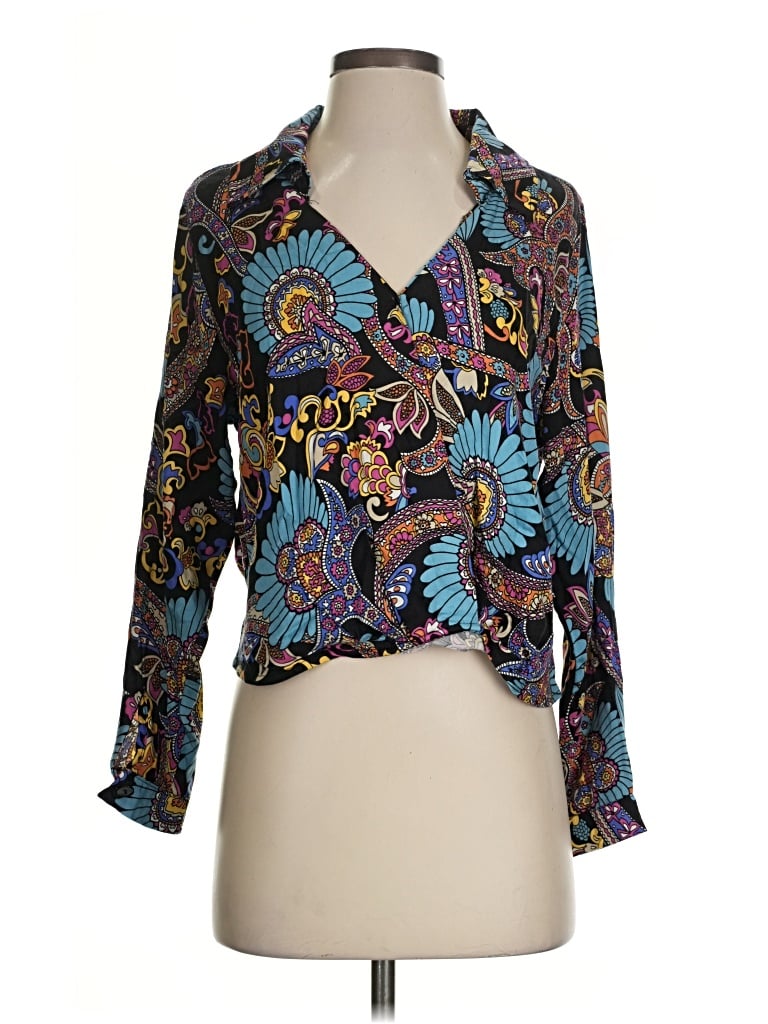 Pre-owned Haute Hippie 3/4 Sleeve Blouse In Blue