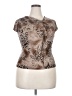 Unbranded Animal Print Brown Short Sleeve Blouse Size XXL - photo 1