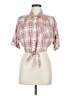 Sisstrevolution 100% Rayon Plaid Pink Short Sleeve Button-Down Shirt Size M - photo 1