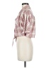 Sisstrevolution 100% Rayon Plaid Pink Short Sleeve Button-Down Shirt Size M - photo 5