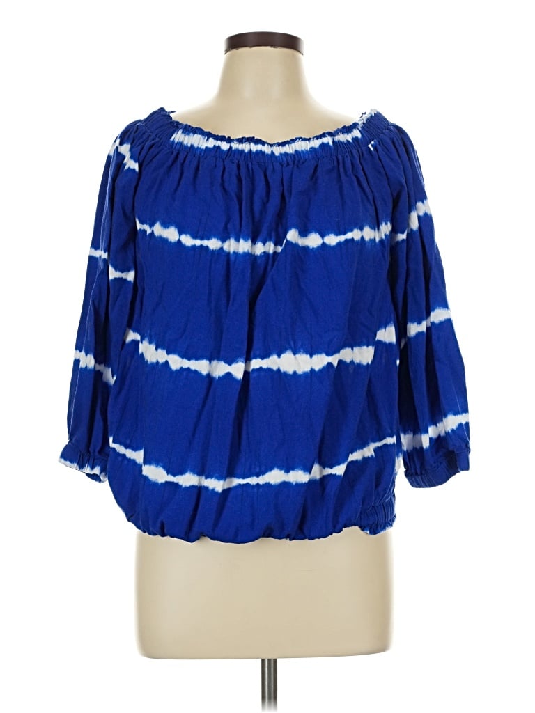 Pre-owned Lumiere 3/4 Sleeve Blouse In Blue