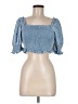 Bar III Blue Short Sleeve Top Size M - photo 1