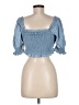 Bar III Blue Short Sleeve Top Size M - photo 2
