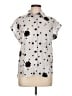 Milano Polka Dots Gray Short Sleeve Blouse Size L - photo 1