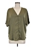 DKNY 100% Polyester Green Short Sleeve Blouse Size M - photo 1