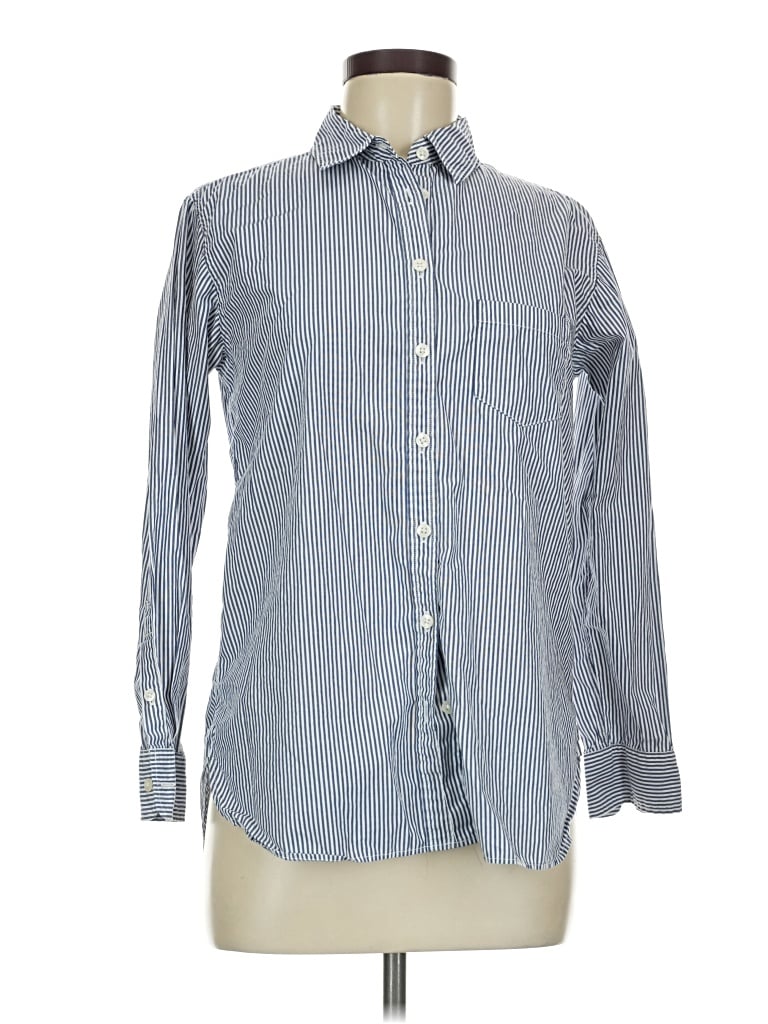 Pre-owned Uniqlo Long Sleeve Button Down Shirt In Blue