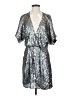Parker Black 100% Silk Metallic Silver Cocktail Dress Size 2 - photo 1