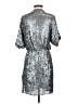 Parker Black 100% Silk Metallic Silver Cocktail Dress Size 2 - photo 2