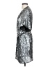 Parker Black 100% Silk Metallic Silver Cocktail Dress Size 2 - photo 5