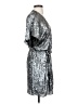 Parker Black 100% Silk Metallic Silver Cocktail Dress Size 2 - photo 4