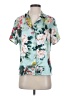 Assorted Brands 100% Polyester Floral Teal Short Sleeve Blouse Size S - photo 1