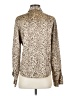 Ishyu 100% Silk Animal Print Brown Long Sleeve Silk Top Size 4 - photo 2