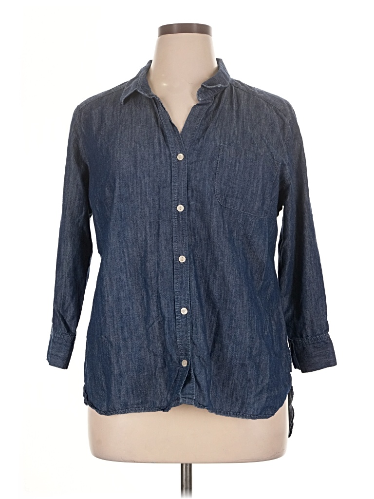Pre-owned Apt. 9 3/4 Sleeve Button Down Shirt In Blue