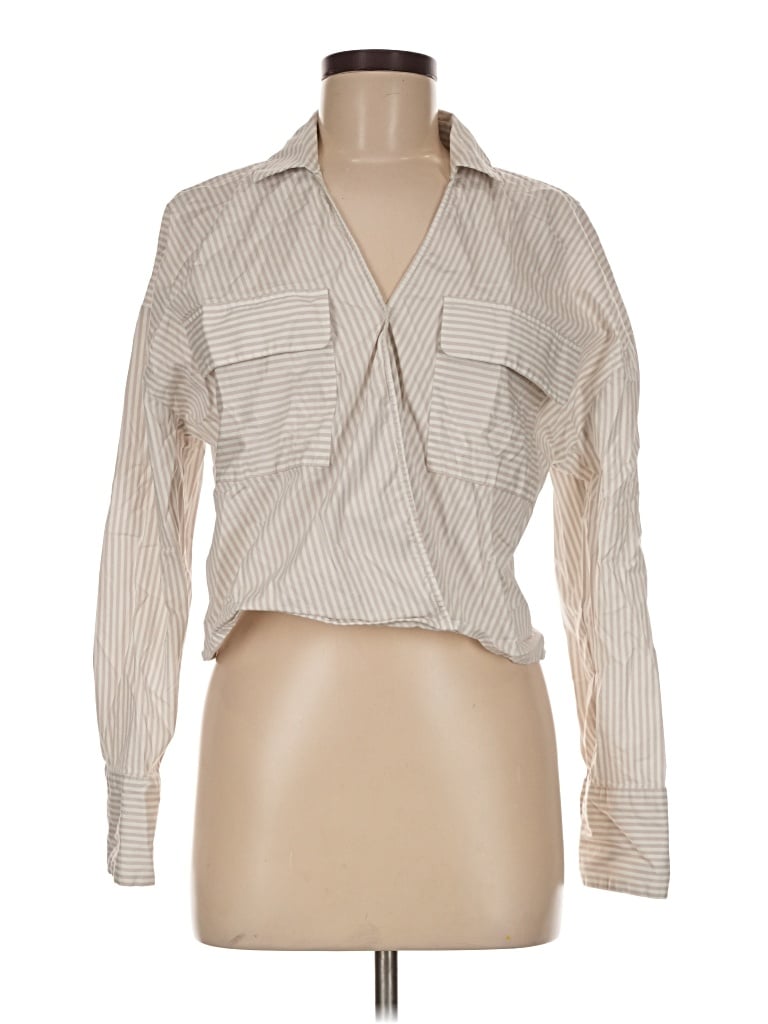 Pre-owned Express Long Sleeve Blouse In Ivory
