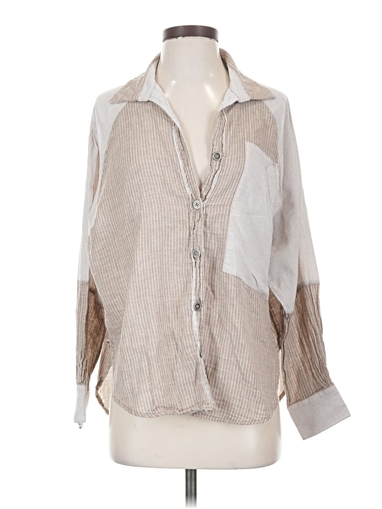 Pre-owned Aemi + Co 3/4 Sleeve Blouse In Tan