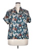 Unbranded 100% Polyester Floral Teal Short Sleeve Blouse Size XXL - photo 1