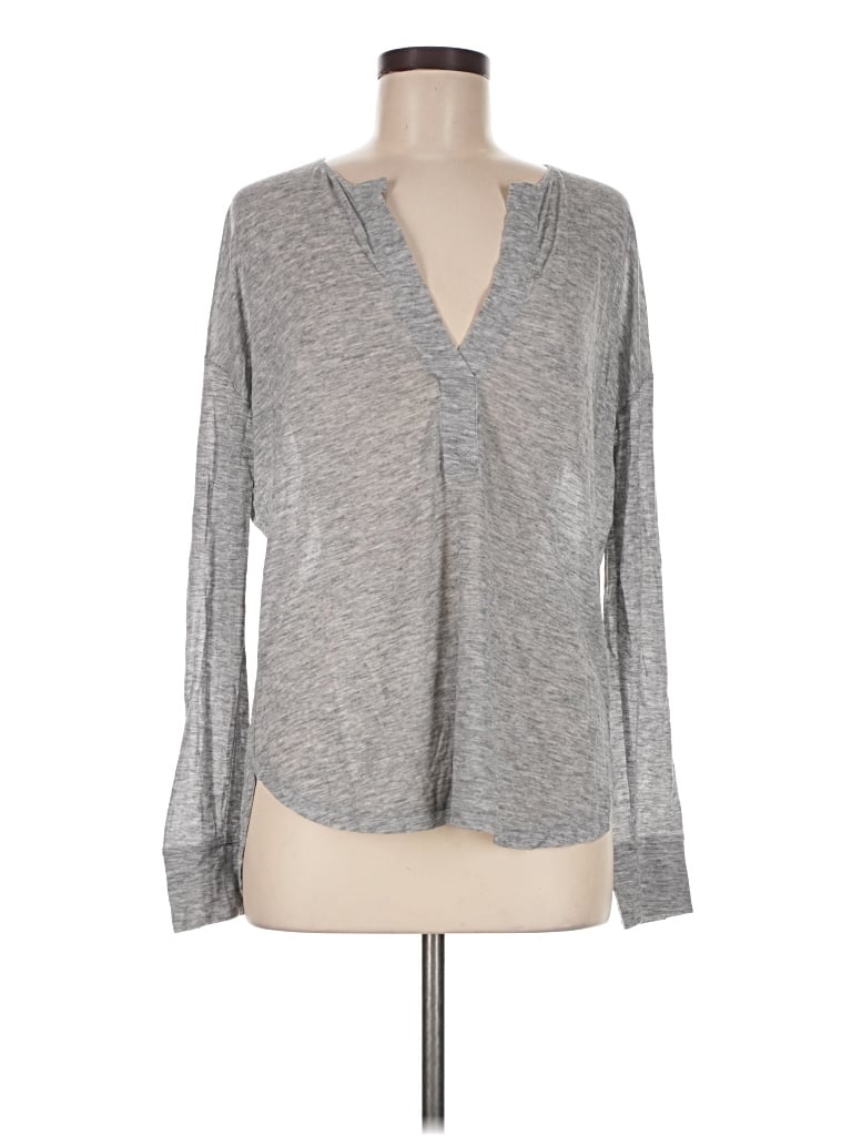 Pre-owned Wilfred Long Sleeve Top Gray Plunge Neckline Tops