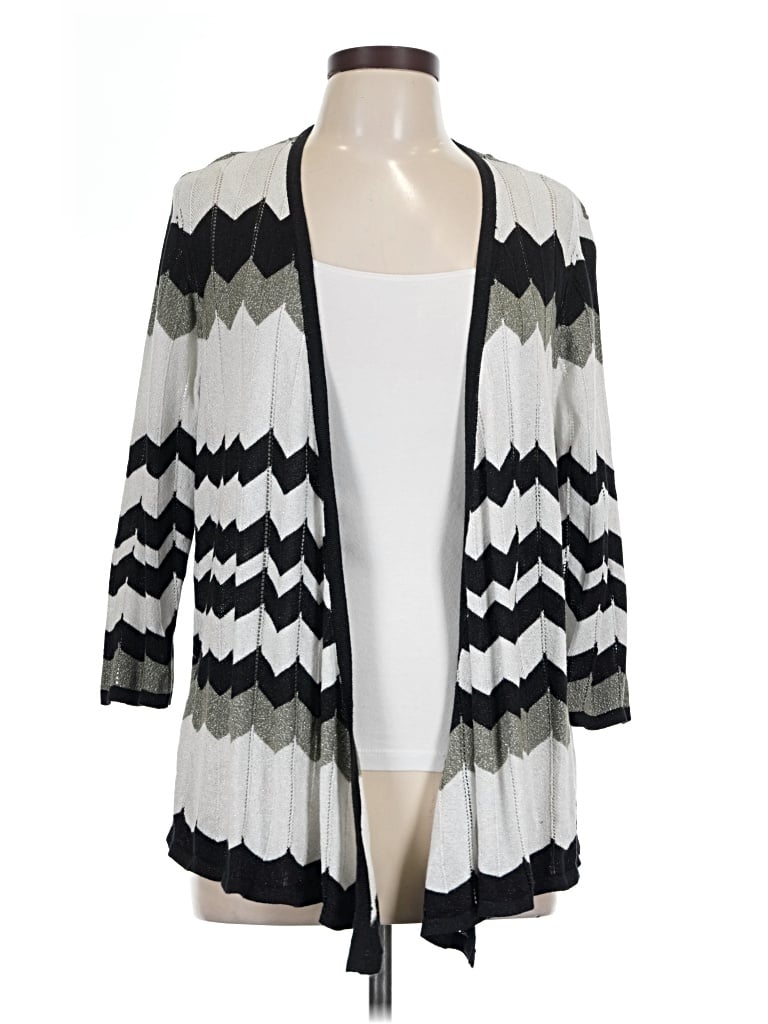Pre-owned Easywear By Chico's Cardigan Sweater In Gray