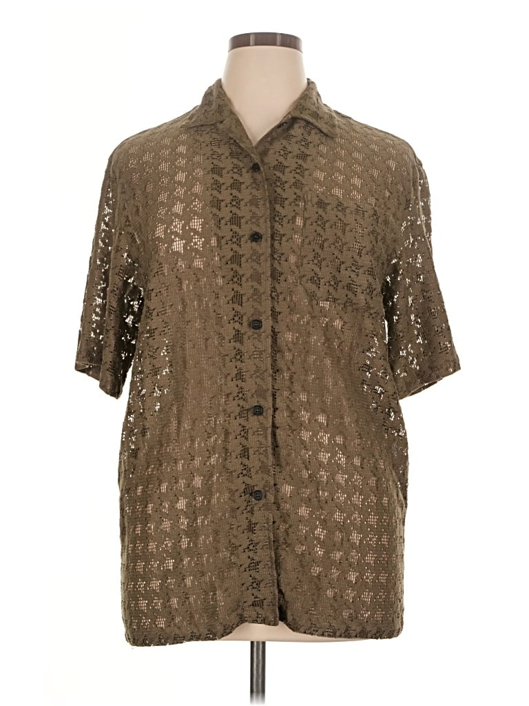 Pre-owned Assorted Brands Short Sleeve Blouse In Brown