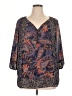 Chaps 100% Polyester Paisley Blue 3/4 Sleeve Blouse Size XL - photo 1
