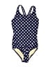 Lands' End Polka Dots Blue One Piece Swimsuit Size 8 - photo 1