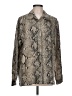DressBarn Animal Print Silver Long Sleeve Button-Down Shirt Size L - photo 1
