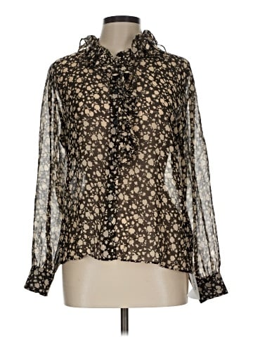 Nili Lotan Long Sleeve Silk Top (view 1)