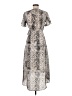 Timing 100% Polyester Print Gray Casual Dress Size M - photo 2