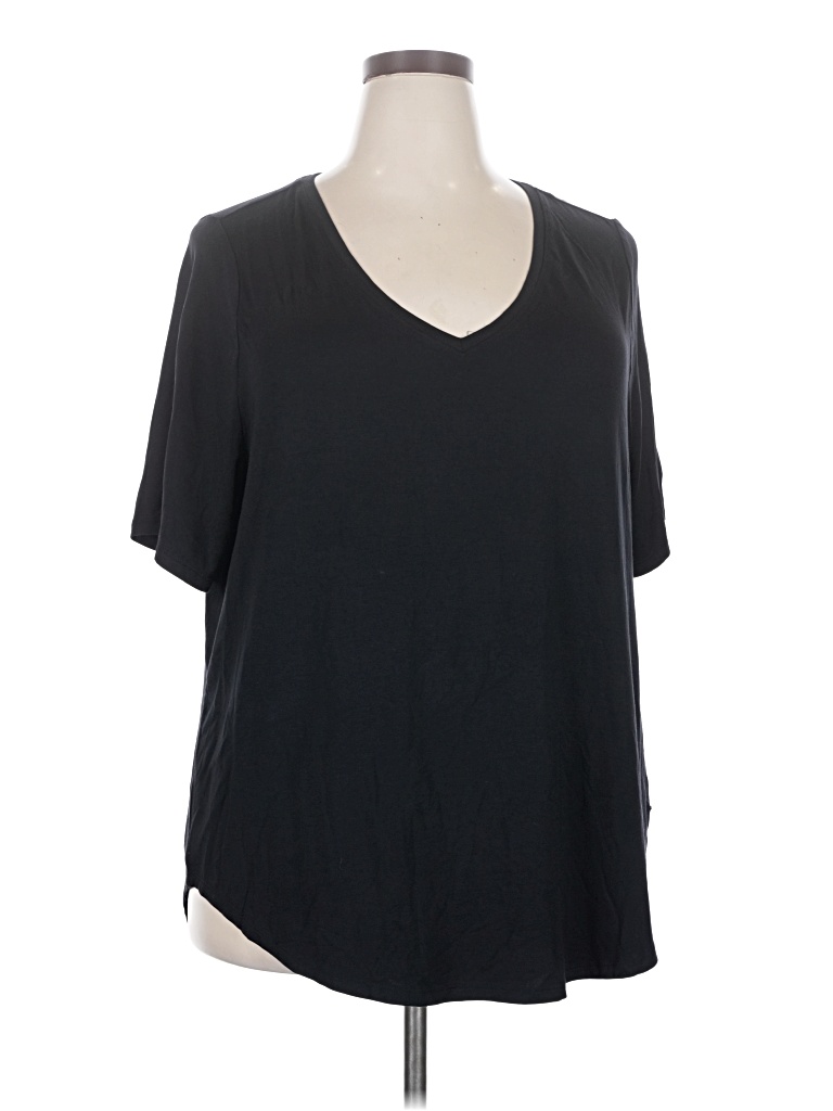 Pre-owned Lane Bryant Short Sleeve Top Black V-neck Tops