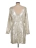 S'edge Metallic Silver Cocktail Dress Size L - photo 2