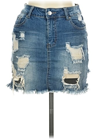 Wax Jean Denim Skirt (view 1)