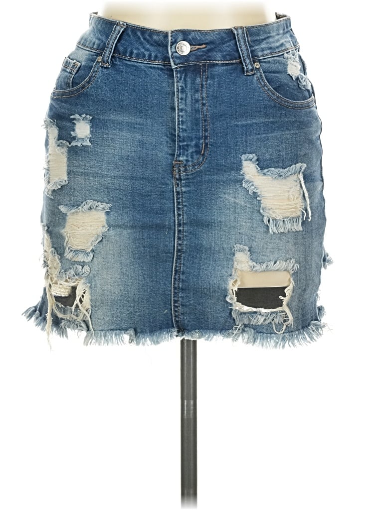 Pre-owned Wax Jean Denim Skirt In Blue