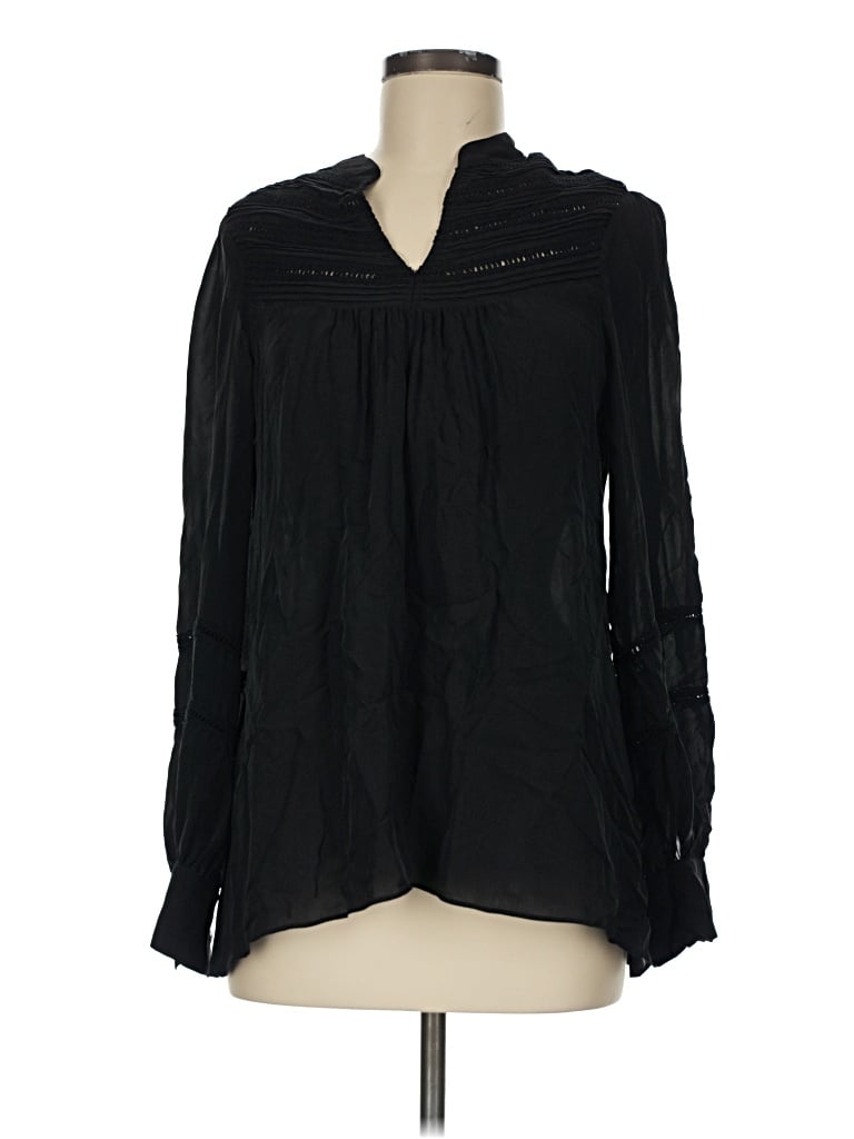 Pre-owned Parker Long Sleeve Silk Top Black Cowl Neck Tops