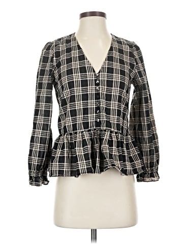 Madewell Courtyard Ruffle-Hem Top in Metallic Plaid (view 1)