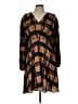 Halogen 100% Polyester Plaid Brown Casual Dress Size L - photo 1