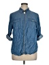 MICHAEL Michael Kors 100% Lyocell Blue 3/4 Sleeve Button-Down Shirt Size XL - photo 1