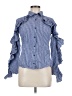 INA Checkered-gingham Blue Long Sleeve Blouse Size M - photo 1