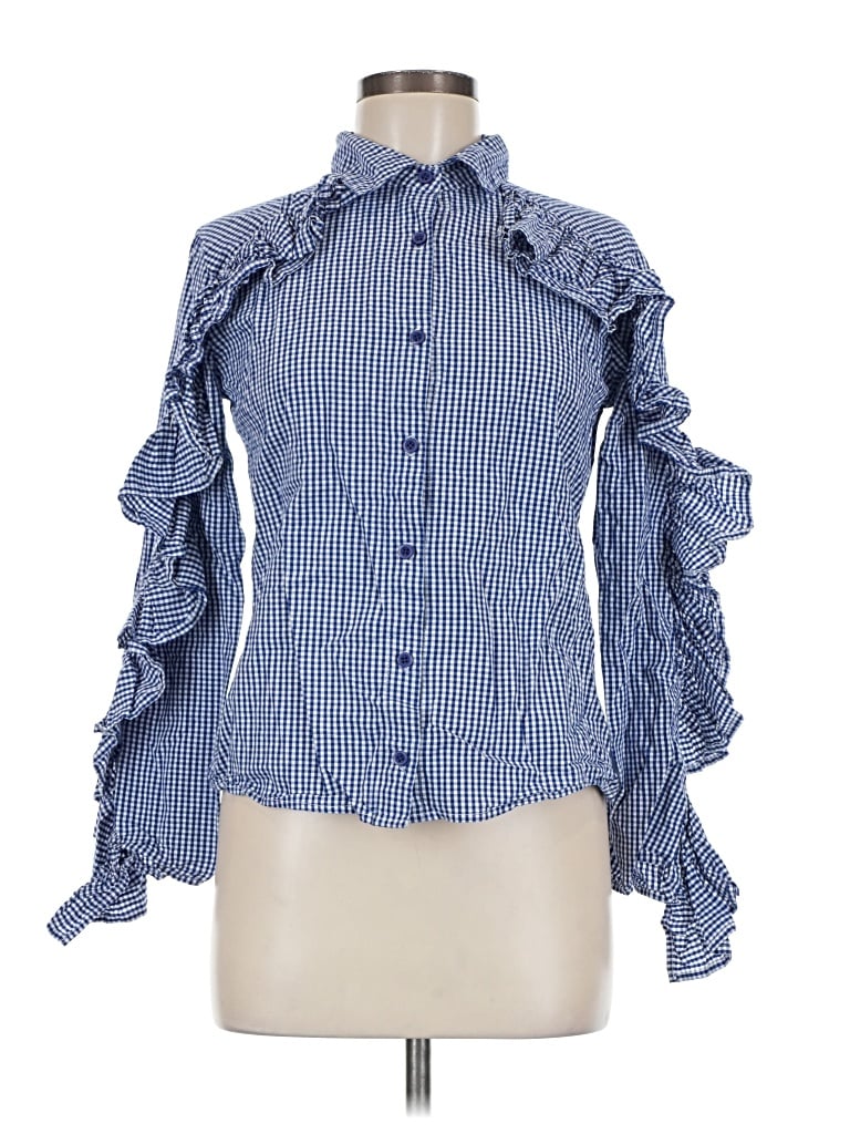 Pre-owned Ina Long Sleeve Blouse In Blue