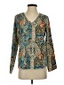 Unbranded 100% Polyester Paisley Teal Long Sleeve Blouse Size S - photo 1